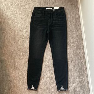 Kancan NWT Black Ankle Frayed Hem Jeans Size 27